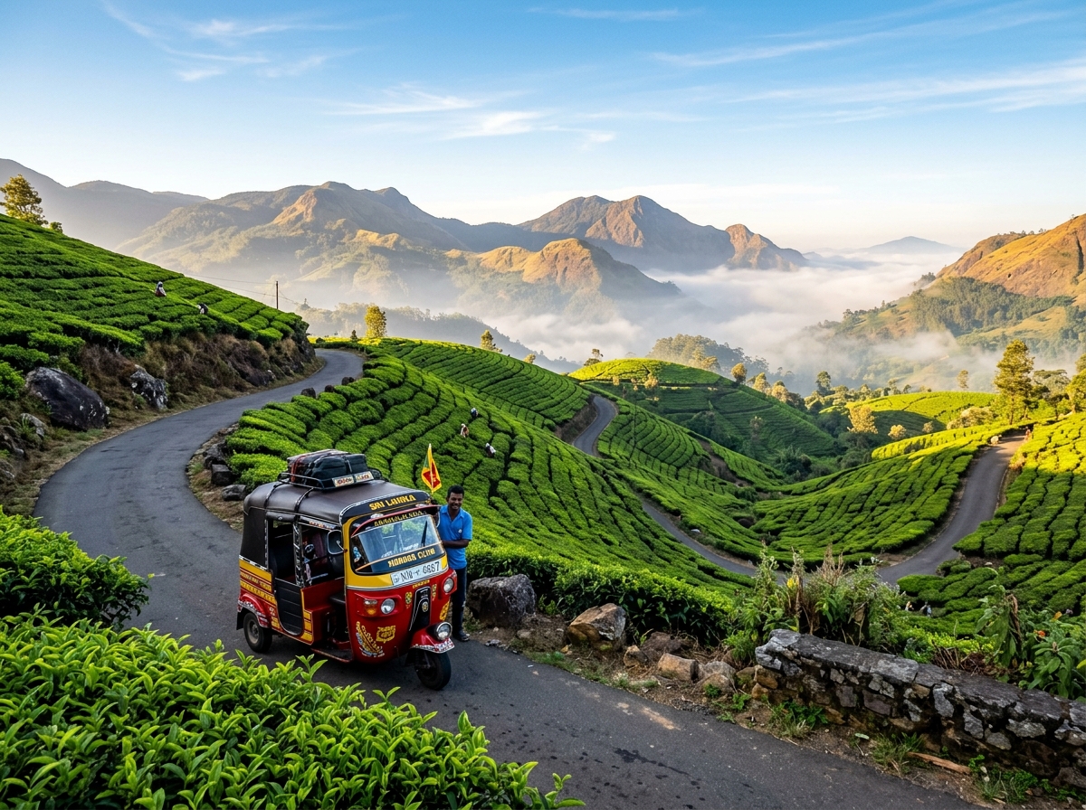 Sri Lankan Tea Hills and Tuk Tuk Path